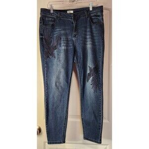 KENSIE JEANS Embroidered Bird Detail Women 14/32 Denim Jeans